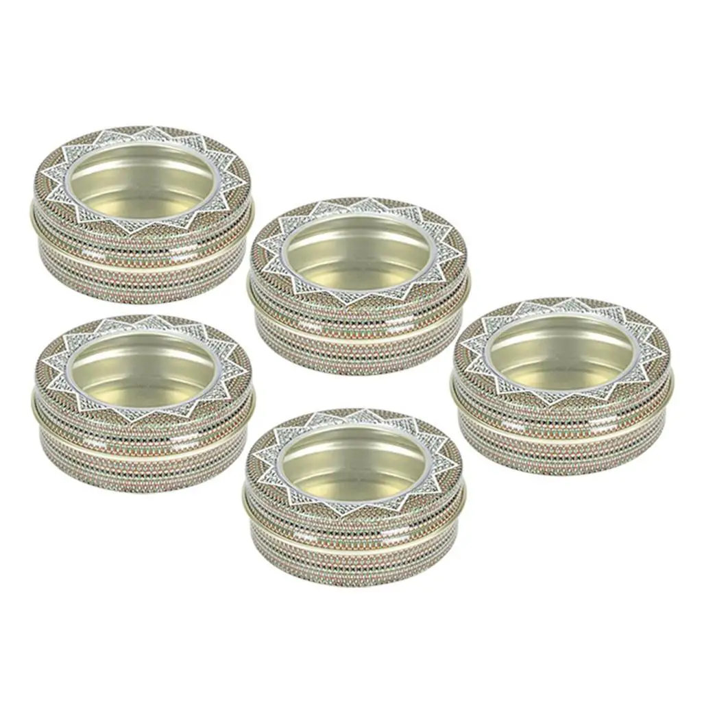 5Pcs Small Aluminum Round Lip Tin Storage Jar Window for Lip , Cosmetic, Candles, Crafts