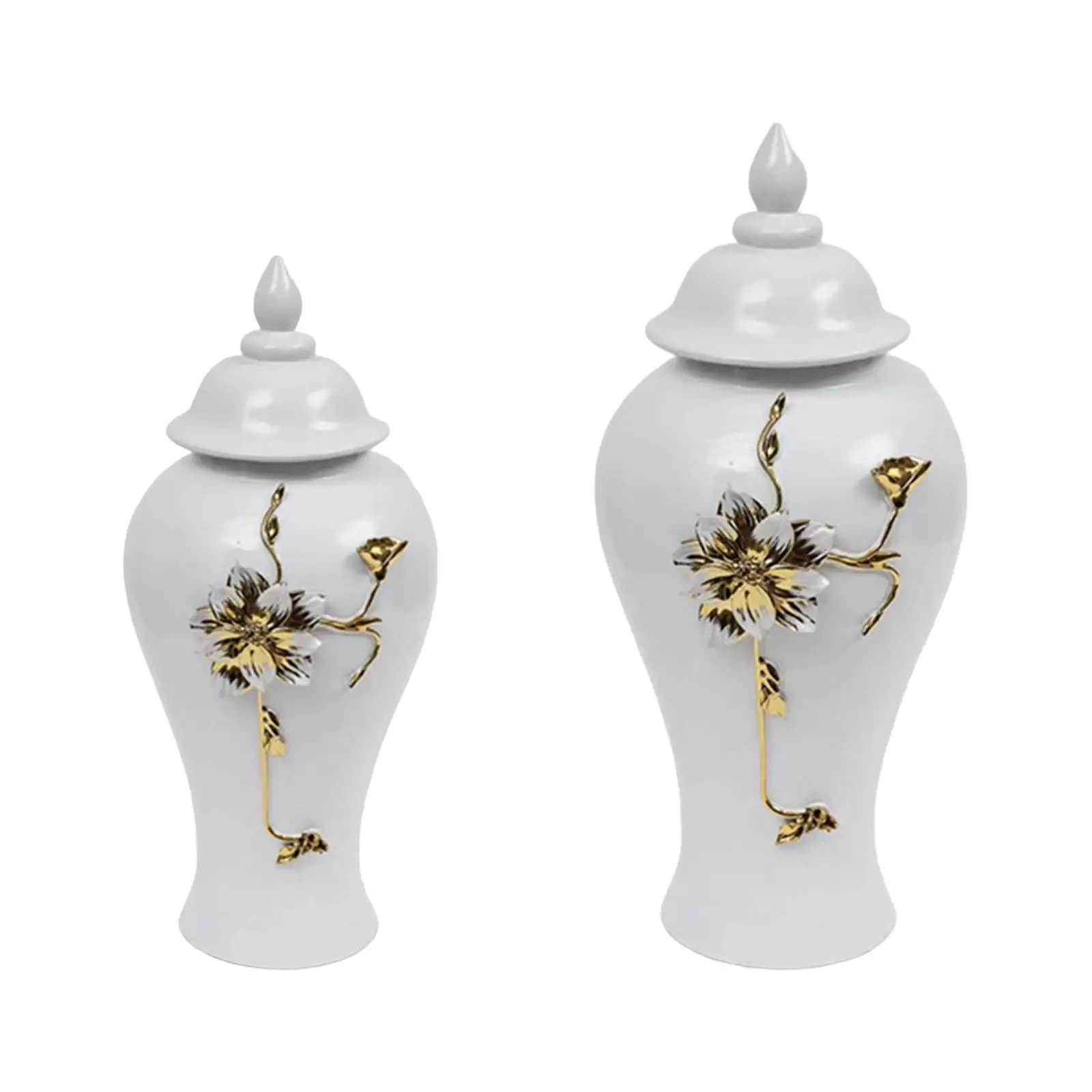 Porcelain Vase Temple Jar with Lid Oriental Style Ginger Jar Room Decor Multi Purpose Fine Glaze Finish Delicate