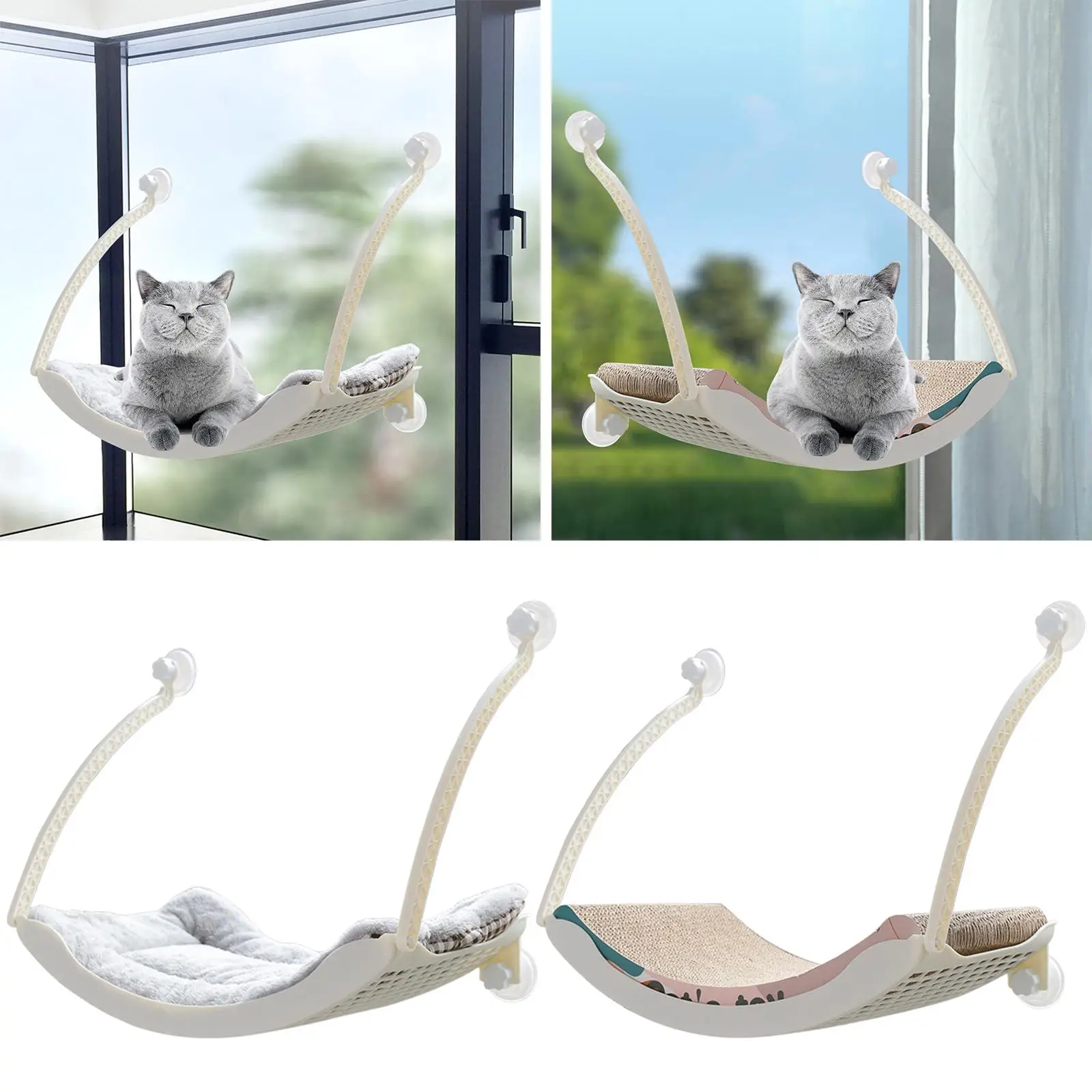 Pet Cat Window Hammock with Soft Mat Suction Cup Sun Bathing Durable Cat Bed