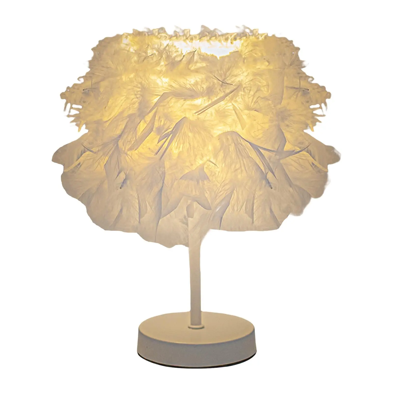 Romantic Feathers Table Lamp Decor Lantern Night Lights Desk Light for Guest Room Bedroom Wedding New Year Party