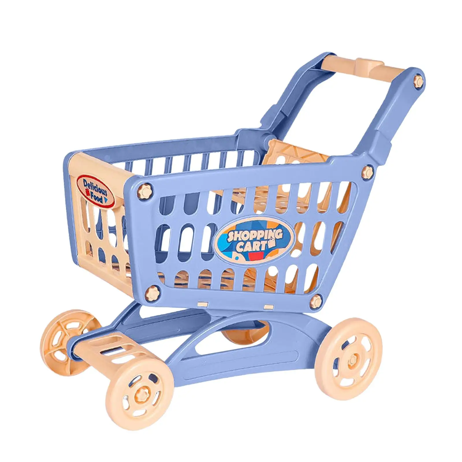 Deluxe Mart Shopping Cart Shop Grocery Cart Smooth Wheels Easy to Push Storage Toy Shopping Cart for Preschool Toddler Kids Baby