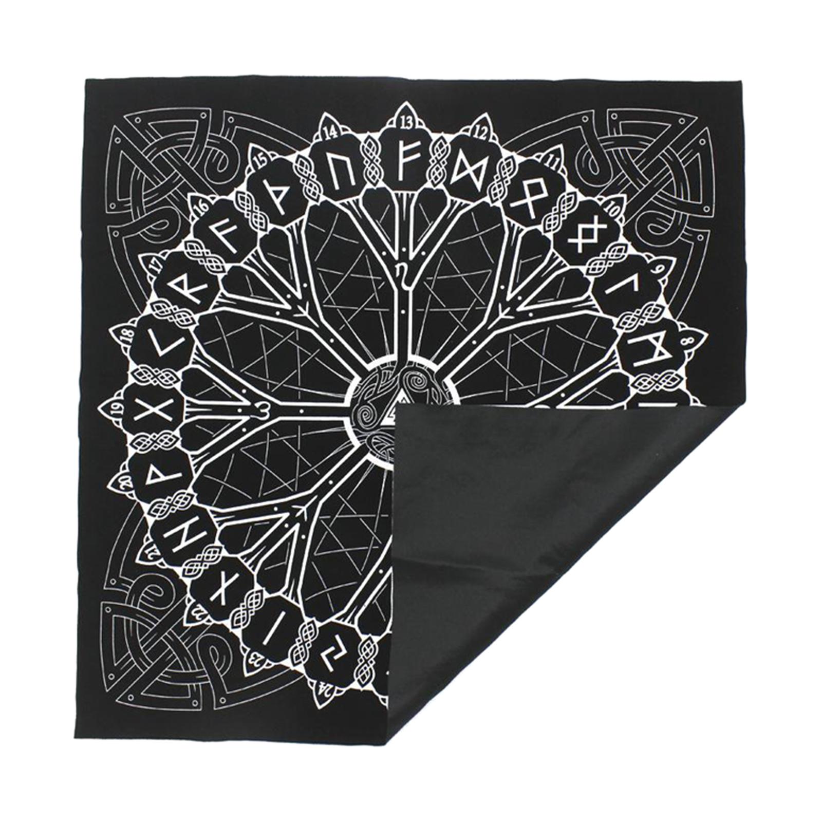 Black Rune Casting Norse   Astrology Altar Tarot Card Cloth Tablecloth Altar Piece Decor