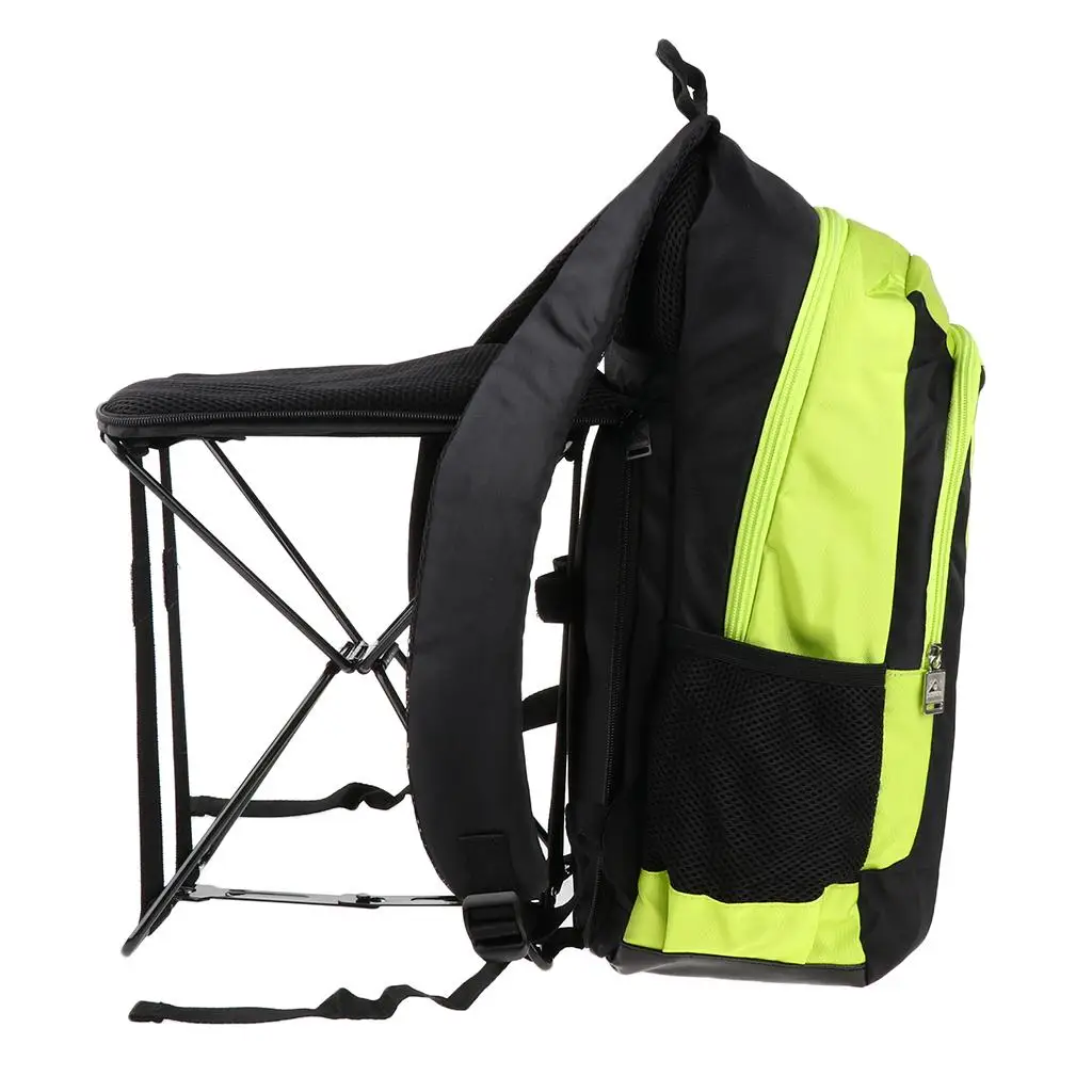Backpack with Compact Folding Stool - Perfect for Outdoor , Travel, Hiking, Camping, Beach