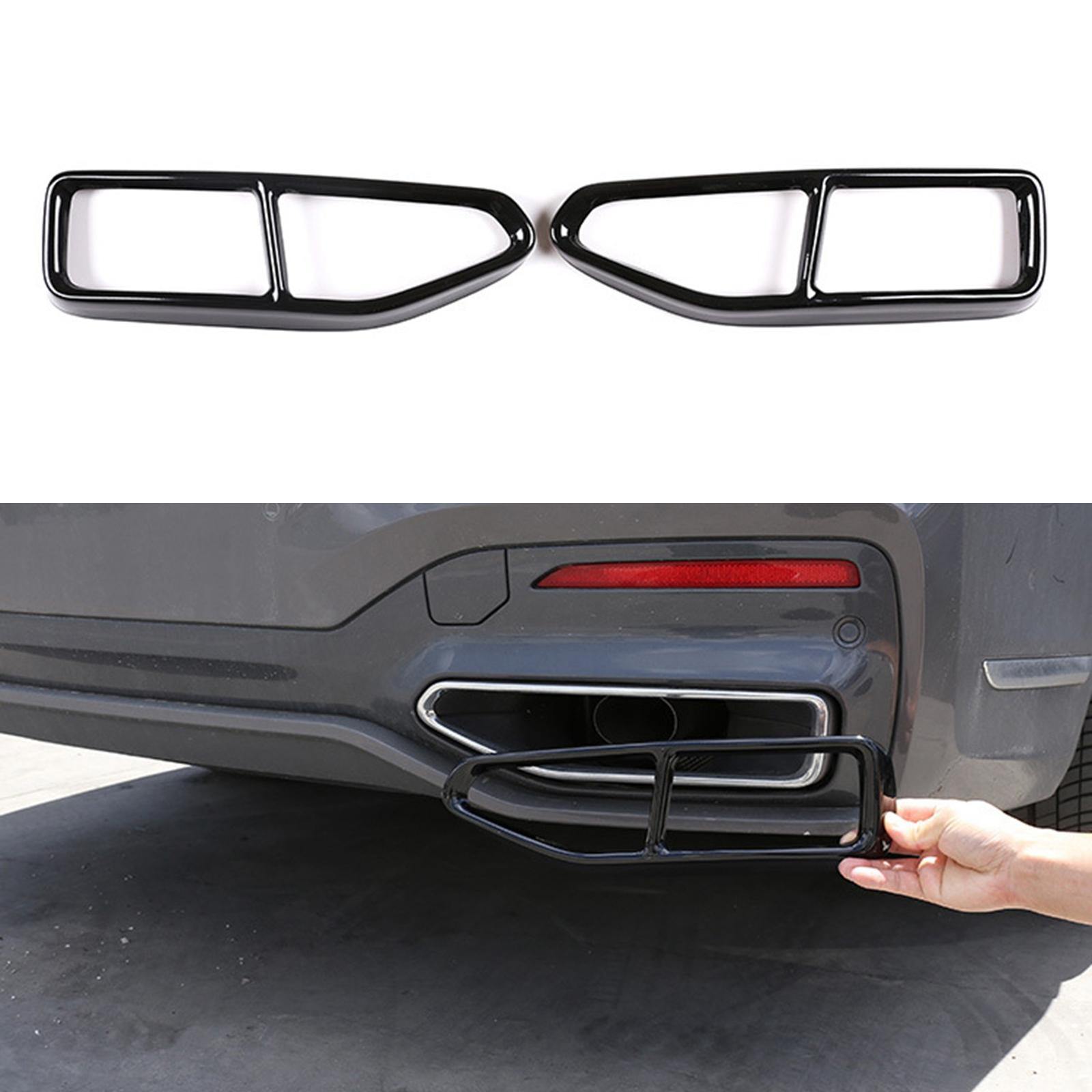 2x Tailpipe Trim Frame Rustproof Protection Cover Weatherproof Exhaust Pipe Output Cover for BMW 7 G11 G12 Auto Accessories