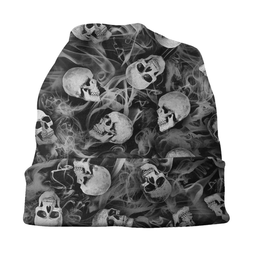 Benutzerdefinierte Schädel Druck Motorhaube Hüte Straße Stricken Hut Für Frauen Männer Winter Warme Horror Skeleton Tod Skullies Beanies Caps – Detail 15