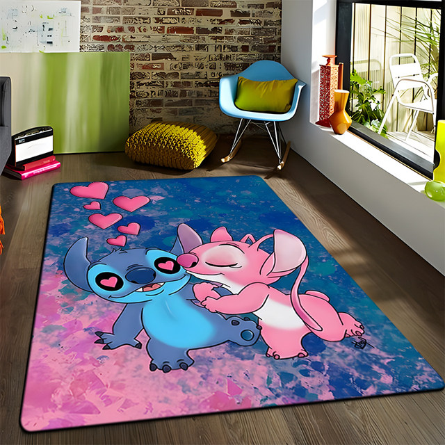 Cartoon Disney Stitch Carpet Creative Irregular Plush Lounge Rug Smile  Stitch Cashmere Rug Living Room Bedroom Floor Mat Decor