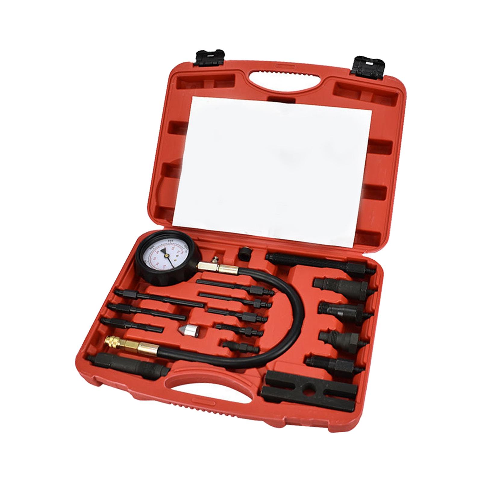 17 Pieces Engine Cylinder Compression Tester Tool Hardware 0-1000 PSI