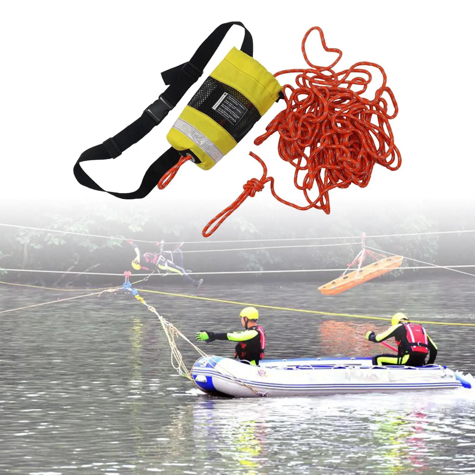 21M Length Throw Bag Rescue Rope Flotation Device Durable Throw Rope Bag Floating Throwing L for Boating Fishing Rafting Sailing