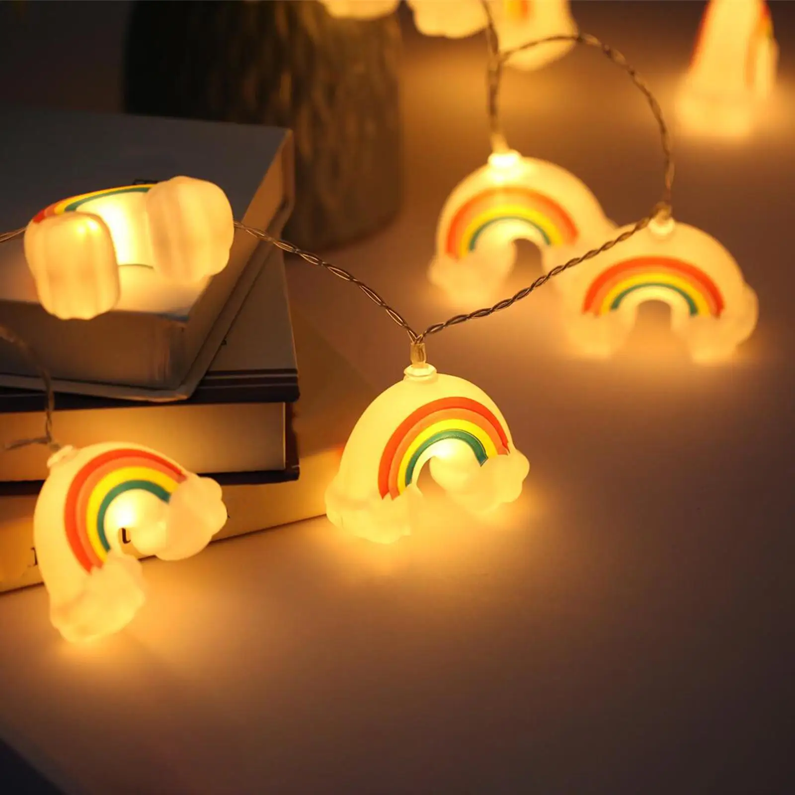 Rainbow String Lights Fairy Lights Cute Scene Layout Props Lamp for Holiday Summer Beach Camping Outdoor Garden Home Decorations