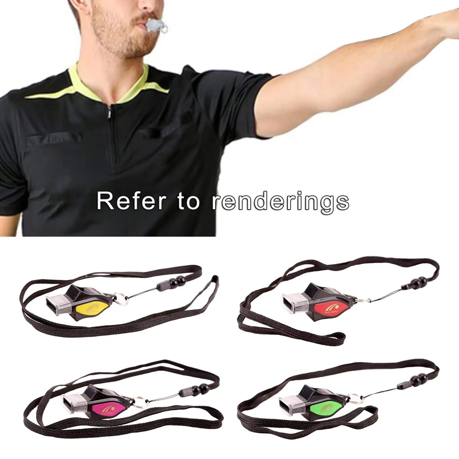 Plastic Sports Whistles with Lanyard Loud Crisp for Referees Basketball