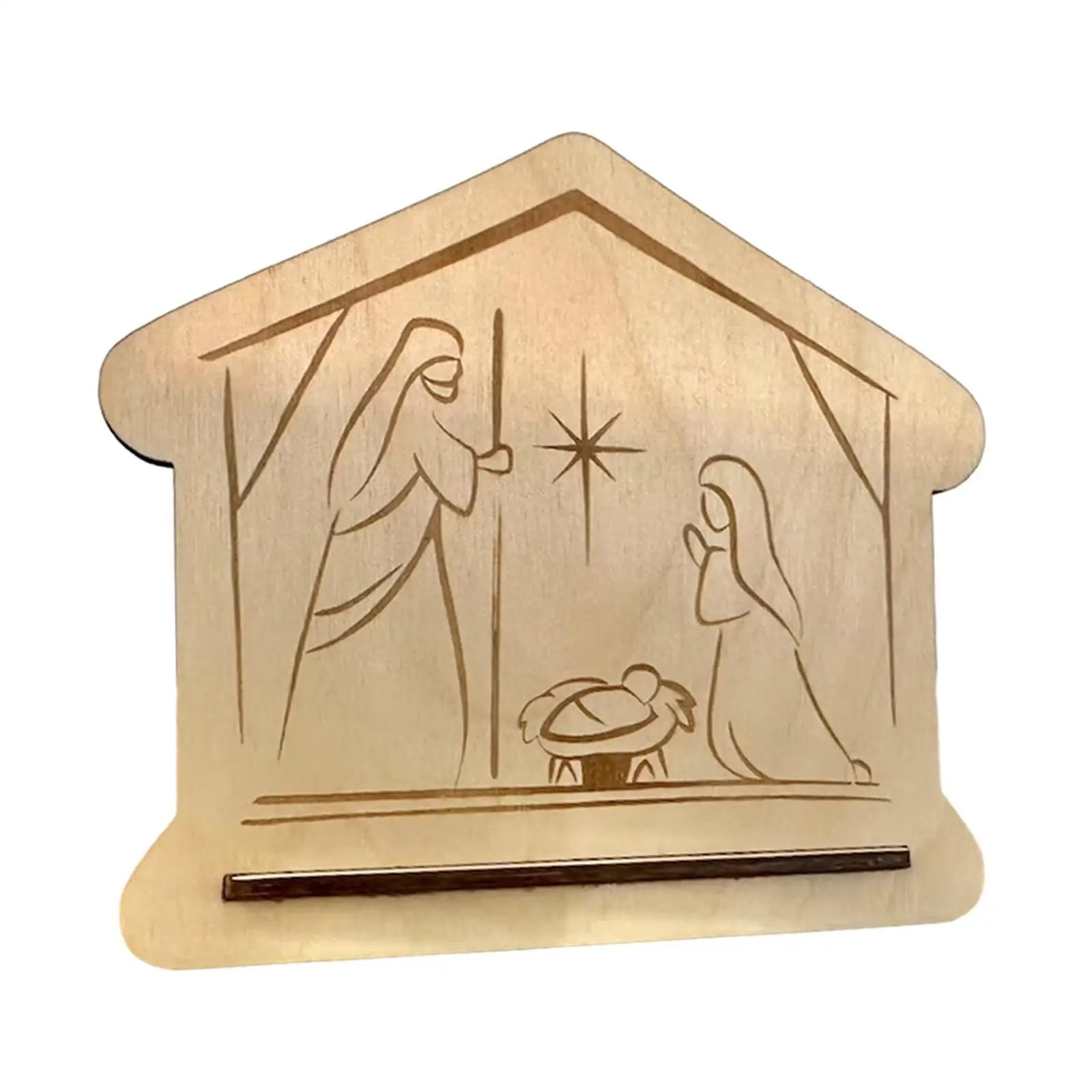 The Birth of Jesus Decorations Wooden Festival Ornament Christian Ornaments for Home Table Centerpiece Fireplace Family Indoor