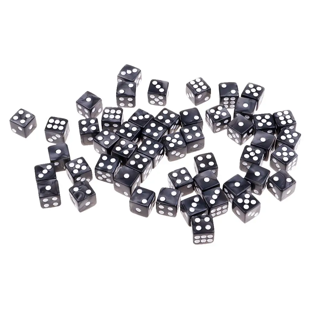 50pcs Acrylic Six Sided Dices 12mm D6 Dice for D& RPG Party Game Toy