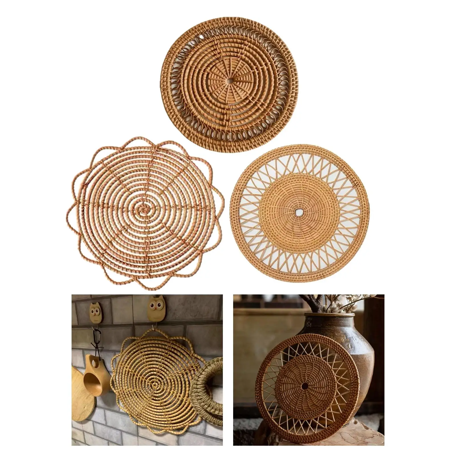 Wall Basket Decor Shallow Basket Pendant Rustic for Farmhouse Room Indoor