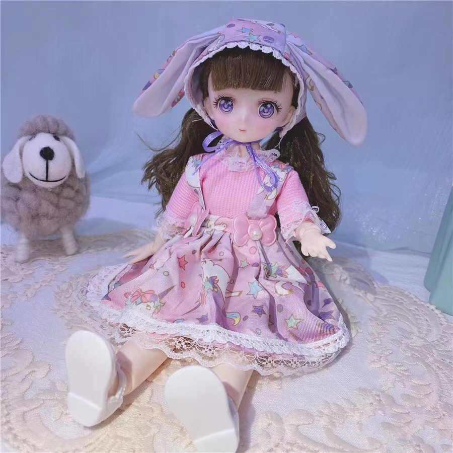 1/6 Kawaii Doll 30cm Cute Blyth Doll Joint Body Fashion BJD Dolls Toys with Dress Shoes Wig Make Up Gifts for Girl pullip