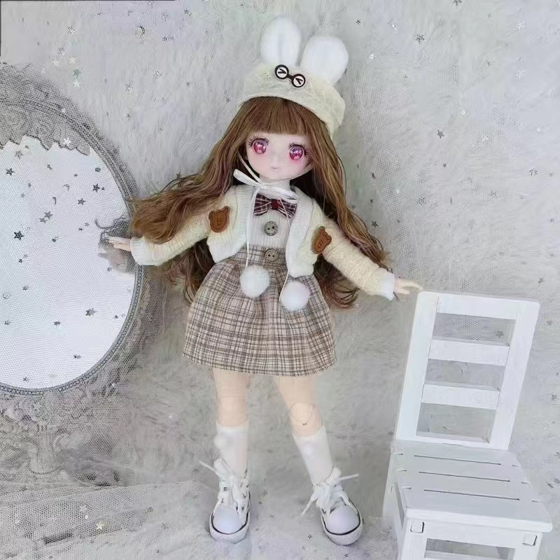 30cm Kawaii BJD Doll Girl 6 Points Joint Movable Doll with Fashion Clothes Soft Hair Dress Up Girl Toys Birthday Gift Doll New