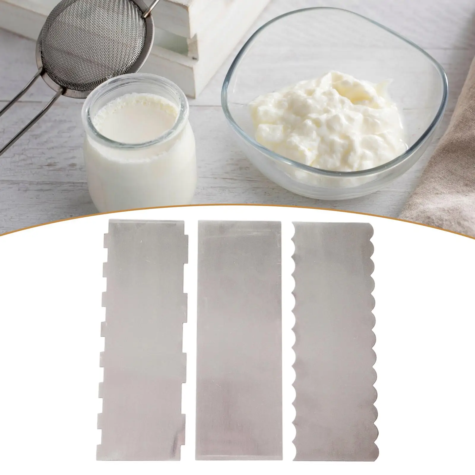 3 Pieces Cake Scraper DIY Cake Leveling Device Icing Frosting Cream Edge Mousse Steel Cake Decorating Comb Cake Decorating Tool