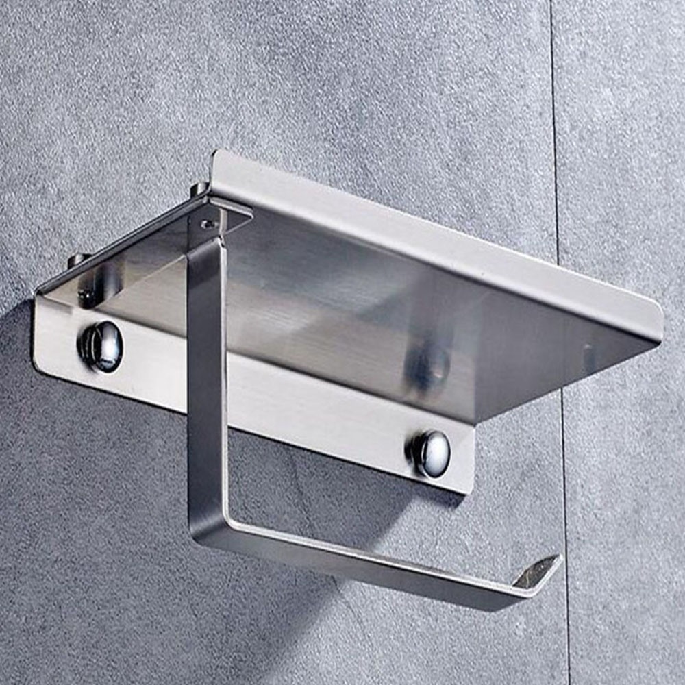 Description Picture 6 of itemWall Mounted Stainless Steel Bathroom Toilet Paper Holder with Towel Roll Shelf Tissue Rack Box Holders Organizer New
