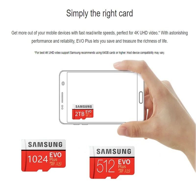 Original Samsung EVO Plus 2TB Memory Card 1tb Sd Card  521G High Speed Sd Memory Card Mobile Phone Tablet Camera Memory Card