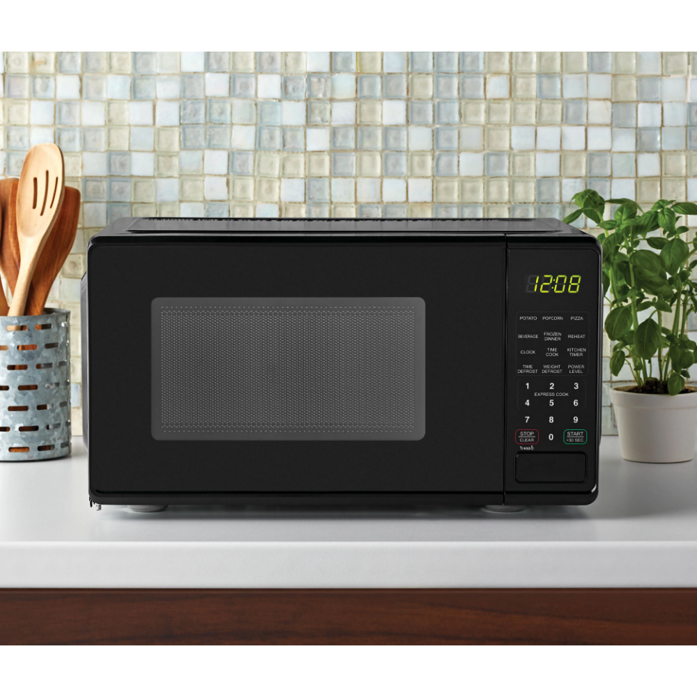 Title 2, 0.7 Cu Ft Compact Countertop Microwave Oven, Bl...