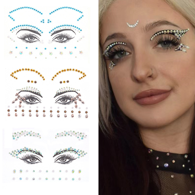 Best of 3D Acrylic Fake Tattoo For Woman Face Gem Self-adhesive Temporary Tattoo Stickers Eye Diamond Makeup Art DIY Party Face Decor Reviews & Tips