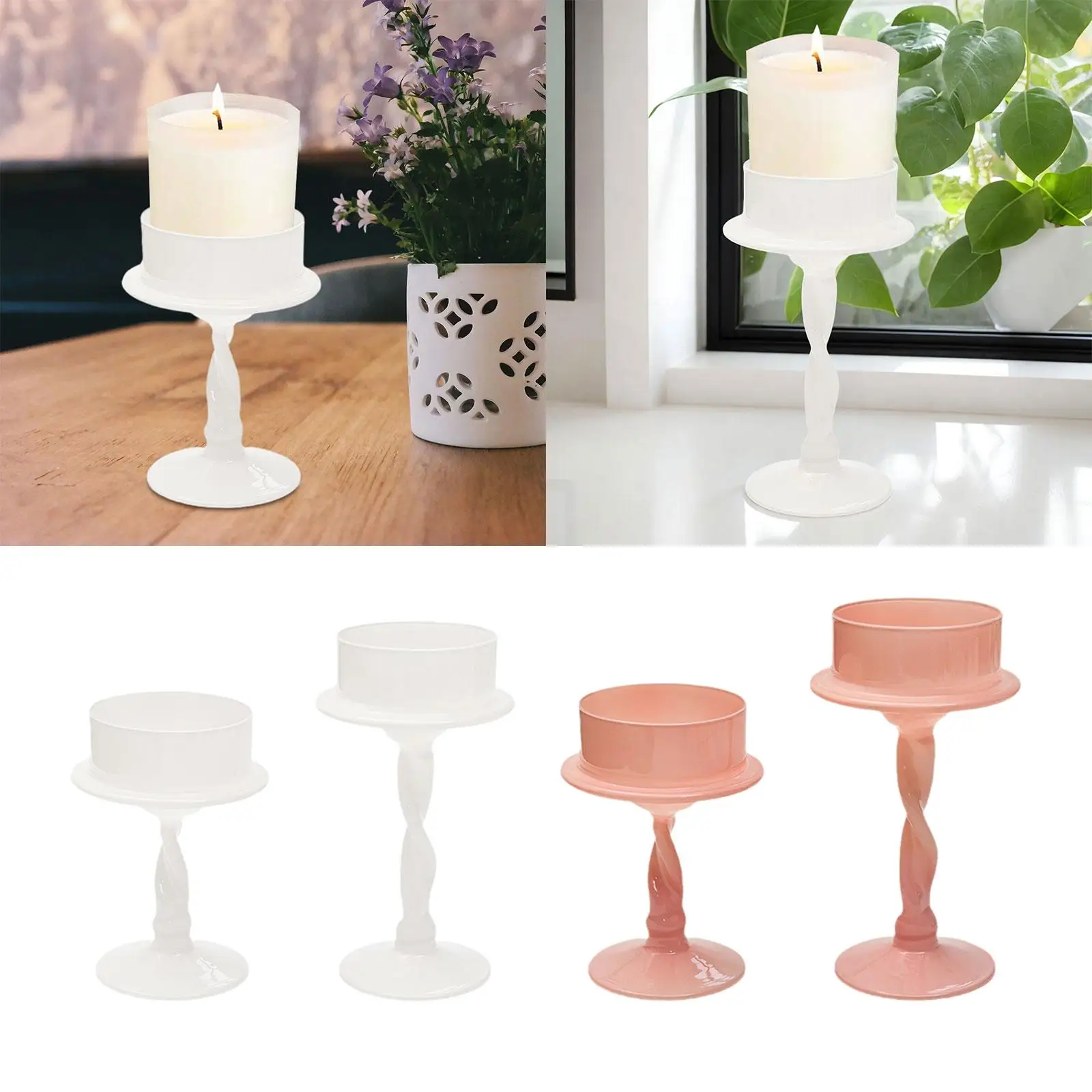Candleholder for Pillar Candle Glass Candlestick Holder for Dining Room Wedding Centerpieces Thanksgiving Living Room Home