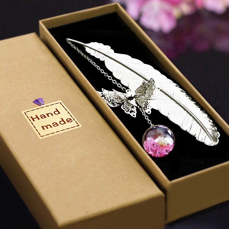 Pretty Bookmark for School Teachers Gift Metal Feather Book Marks for Thank You Mistress Friends Stationery Supplies Accessories