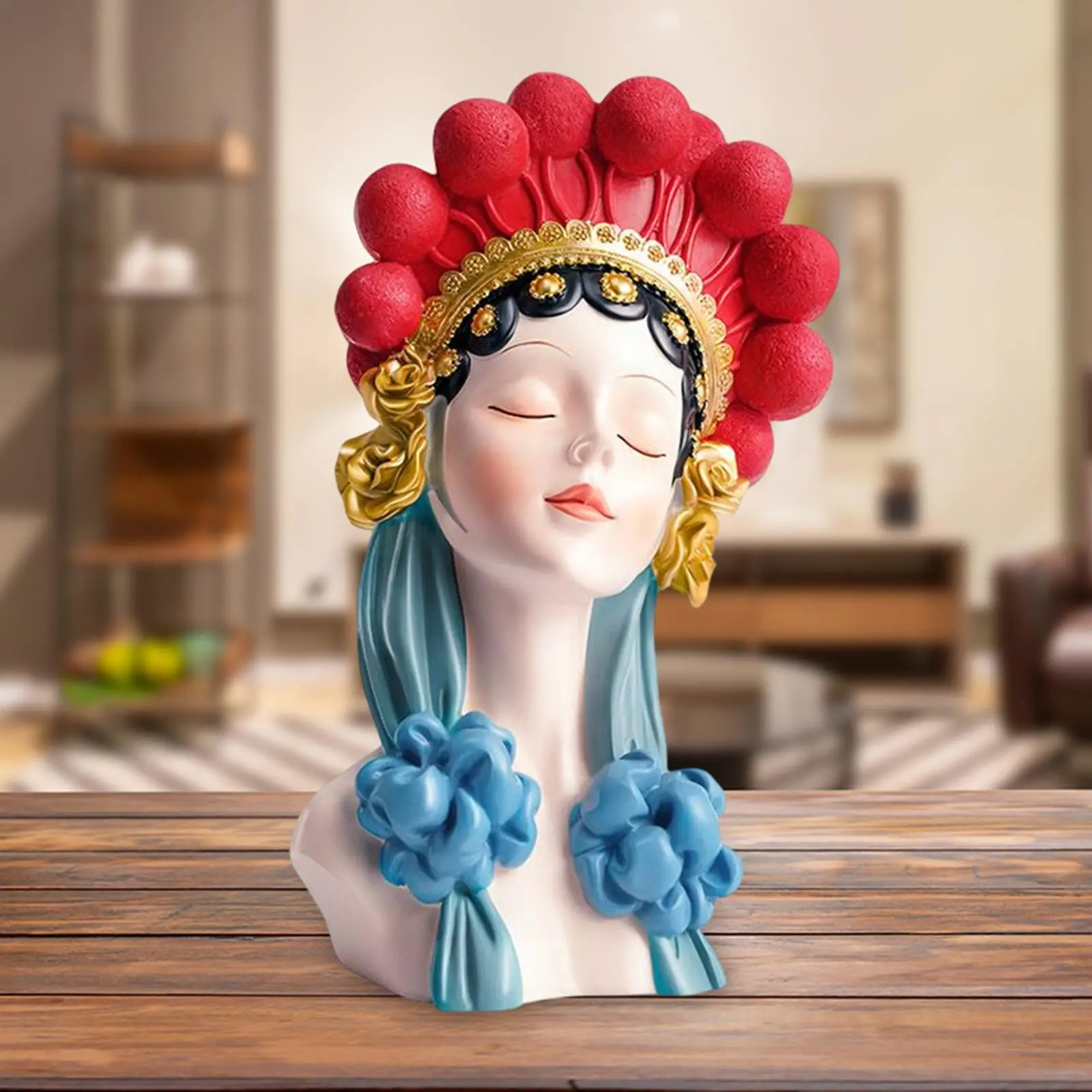 Opera Girls Statue Resin Craft Chinese Traditional Girls Figurine for Decor