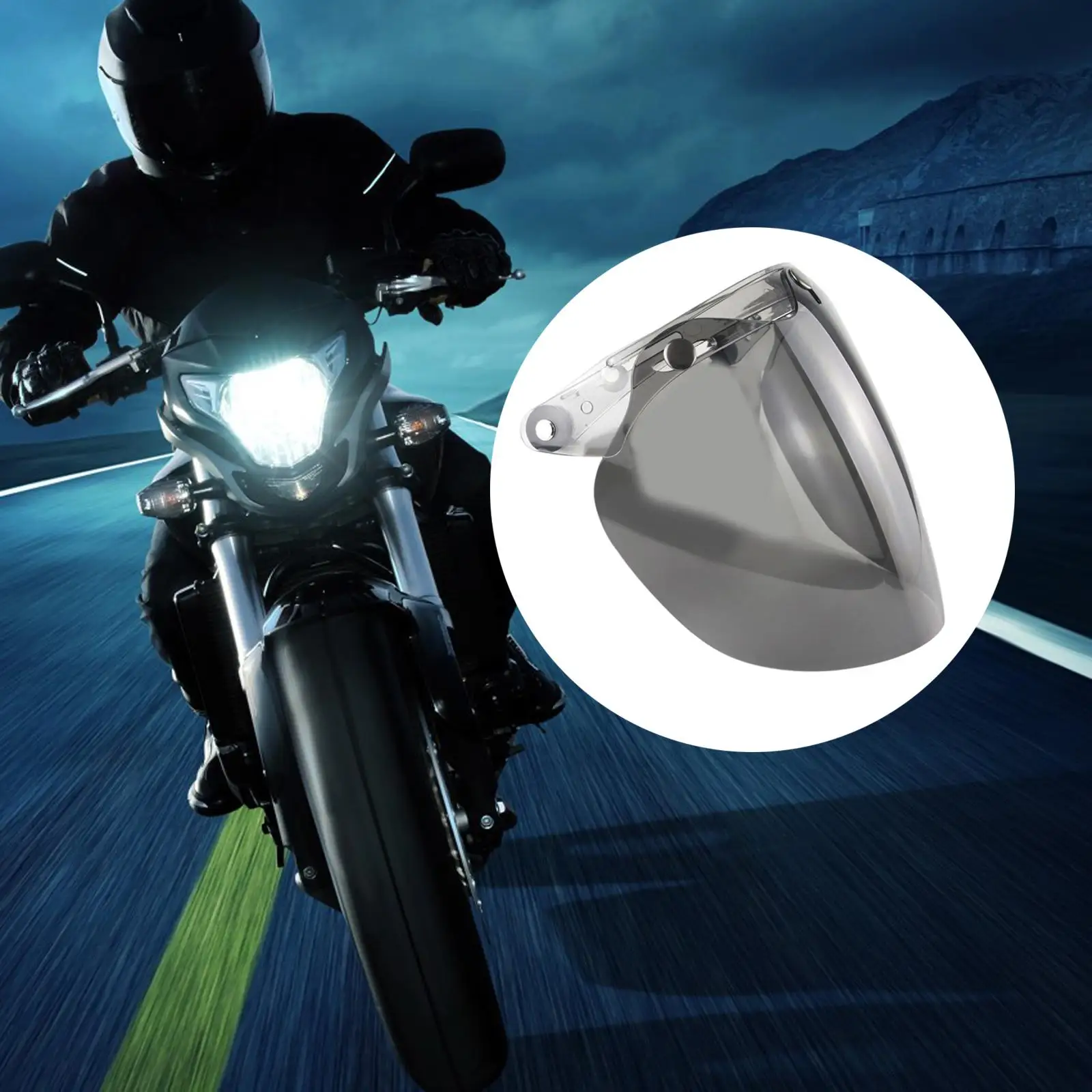 Windproof 3 Snap Visor Shield Lens Mask Windshield Flip up Down Motorcycle