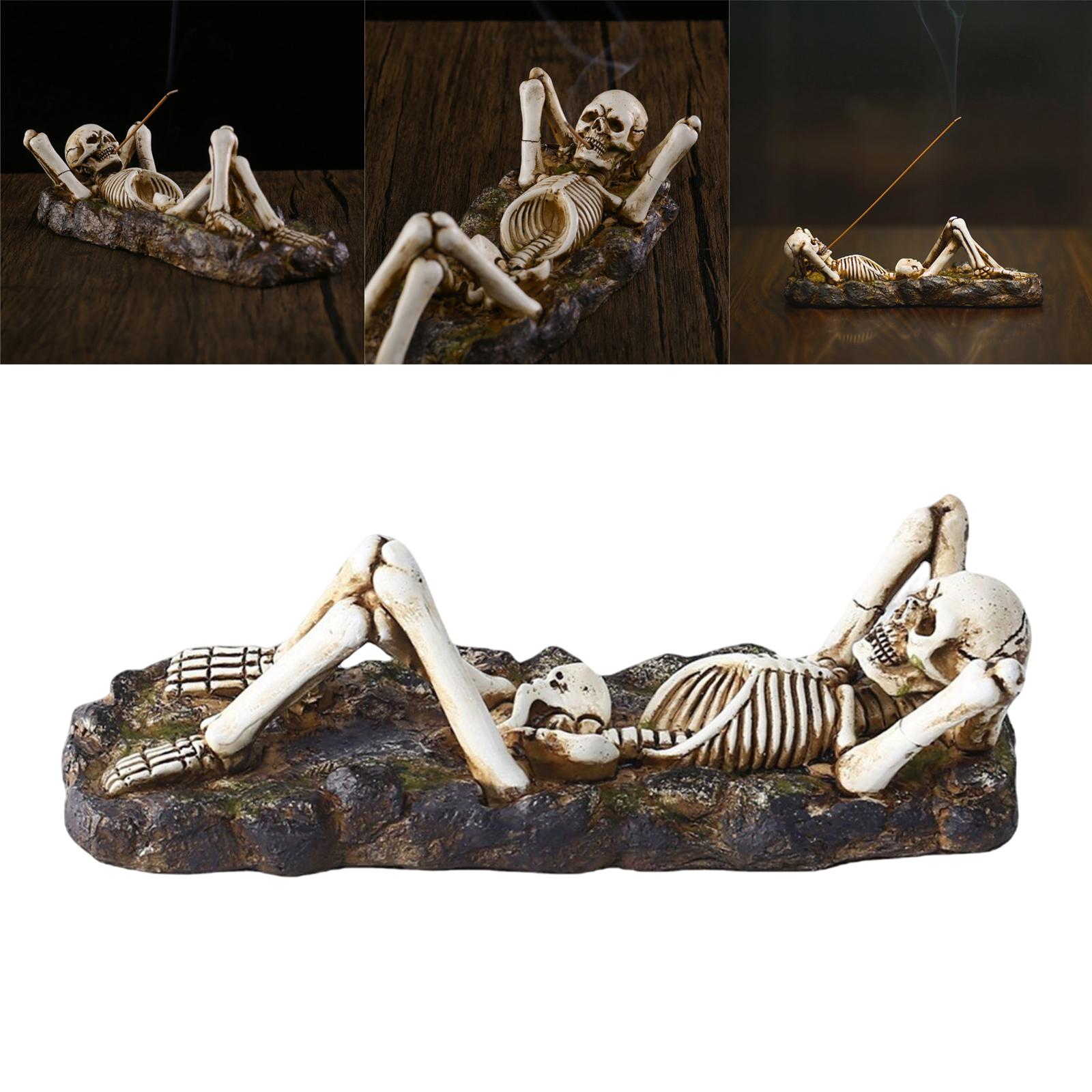 Resin Incense Burner Skull Shape Figurine Incense Stick Holder Craftwork Yoga