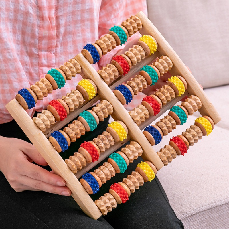 Best of Acupressure Wooden Foot Roller For Pain Relief Body Massage Heath Therapy 5 Row Wooden Foot Massager Feet Care 24.5x16cm Reviews & Tips - Image 2