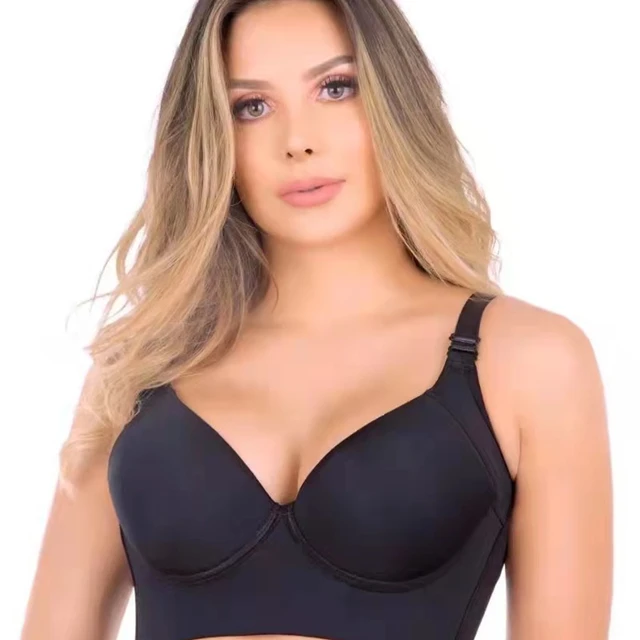 FallSweet Deep Cup Bra Push Up Bras for Women Plus Size Hide Incorporated  Full Back Coverage Lingerie Back Fat Shaper Bra 34-50