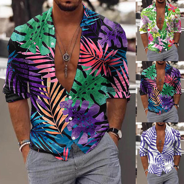 Starcove Men's Rainbow Leaves Hawaiian Shirt