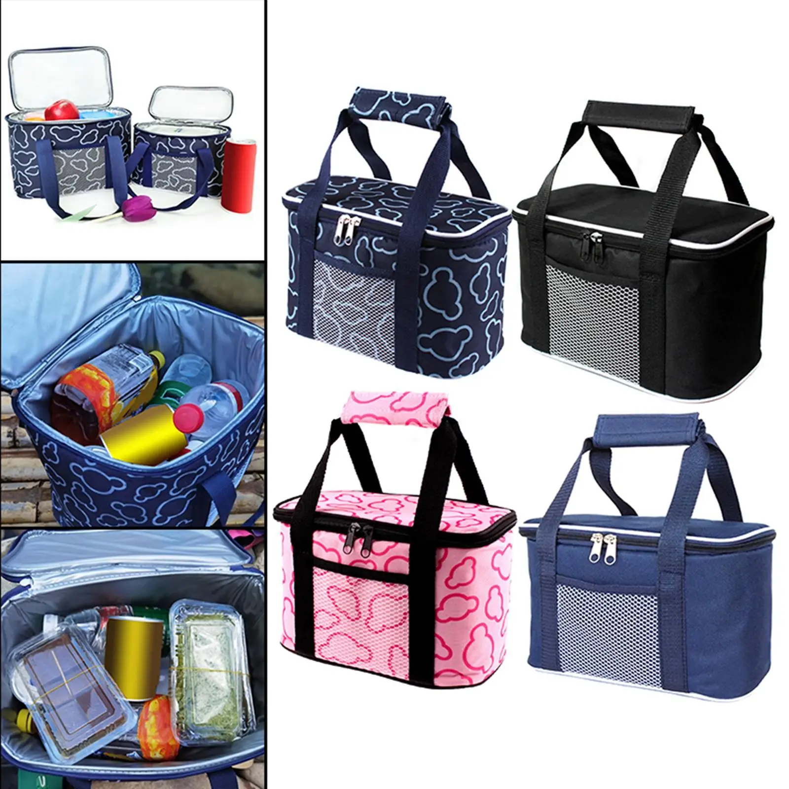 Portable Insulated Lunch Bag Large Capacity Waterproof Leakproof Food Container Pouch for Picnic Office Vacation Travel Outdoor