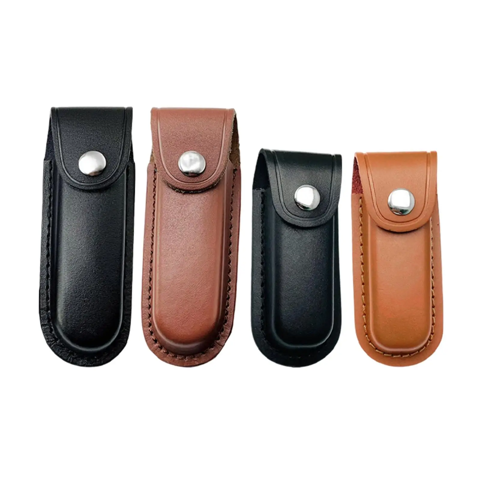 Snap Fastener Leather Folding Knife Carrying Holder Pouch Metal Rivets Scabbard Excellent Craftsmanship Holster Belt Durable Bag