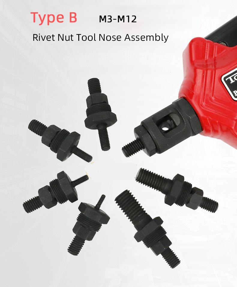 Riveter Gun Part Threaded Mandrel  for Hand Nut Rivet Guns Tool Accessories Simple Installation M3-M12 Spare Part