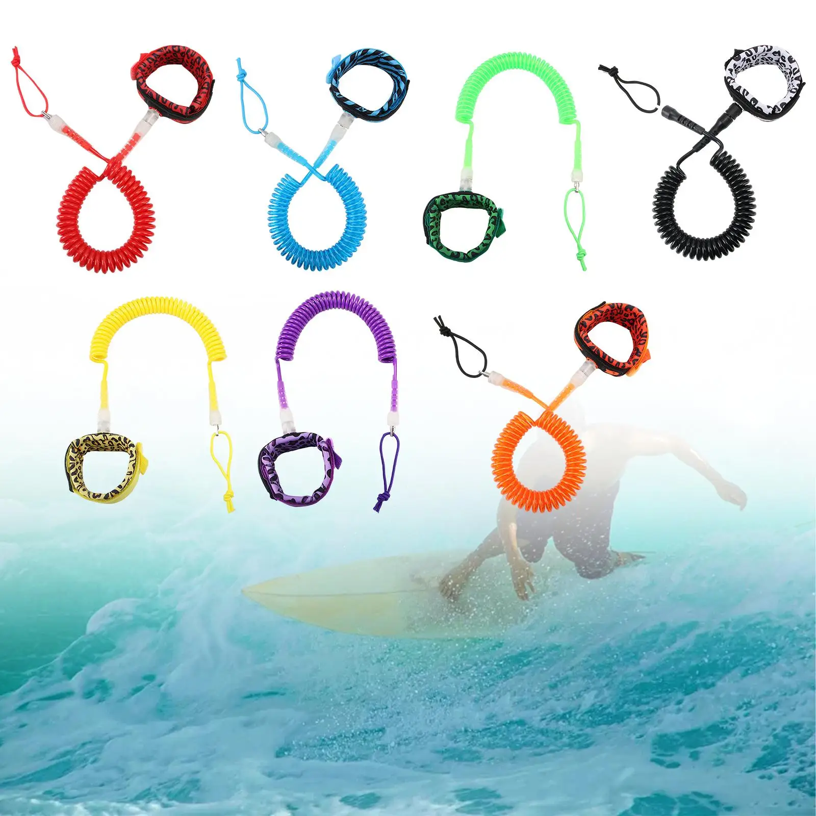 Surfboard Leash 10ft Stand up Paddle Board Stretchy Lead Durable Paddle Board Strap for All Water Sport Surfboard SUP Surfboard