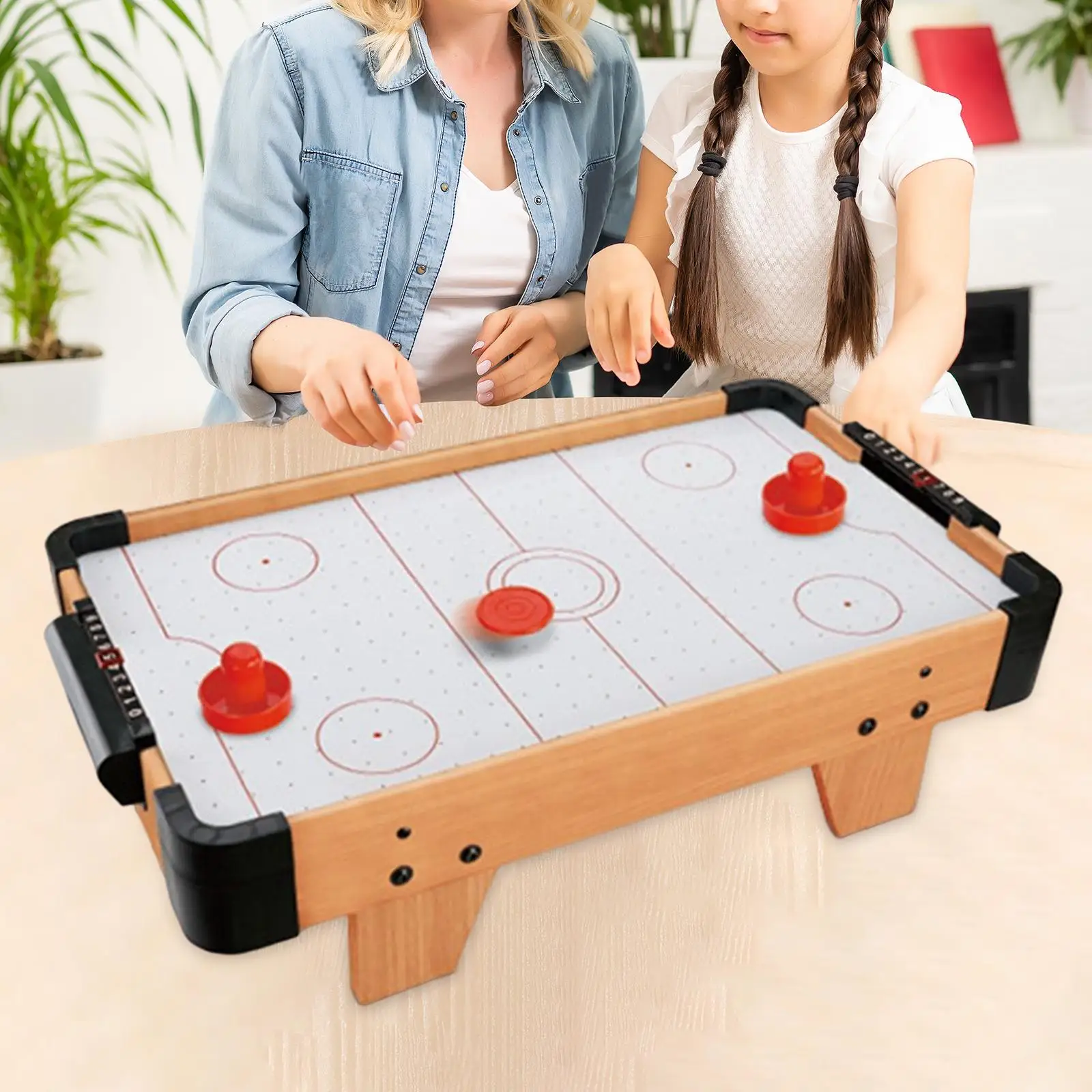 Mini Air Hockey Board Game Parent Child Interactive Desktop Playing Field Family Game for Adults Toddler Girls Boys Children
