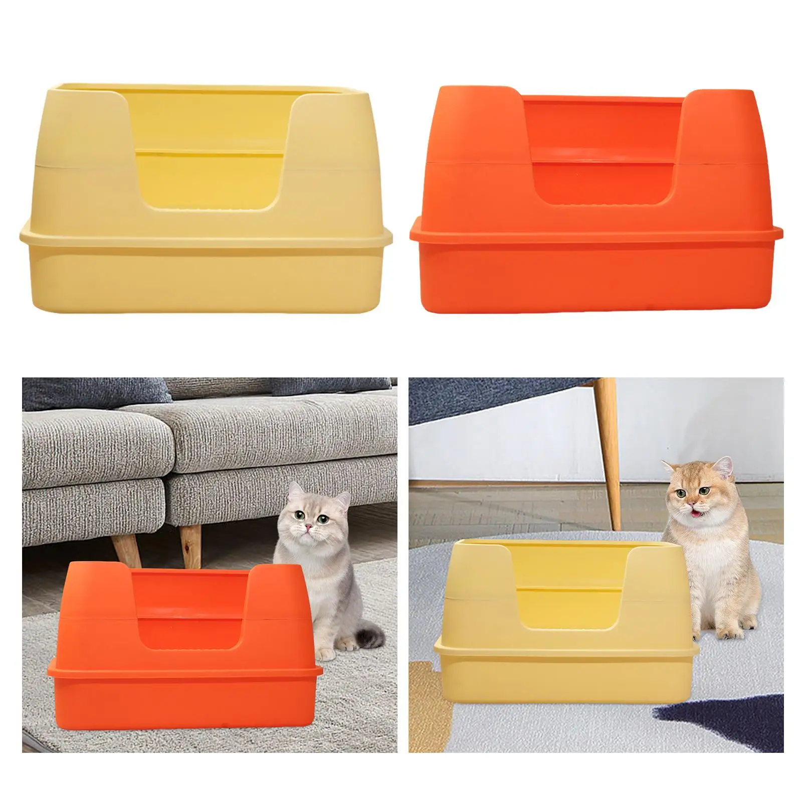 Open Top Cat Toilet High Sided Semi Enclosed Large Foldable Cat Litter Box