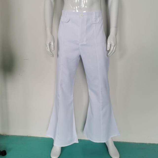 White Embossed Bell Bottoms - Flare Pants - Choose your Rise - Rave Clothing, Festival buy Pants, 60s Costume