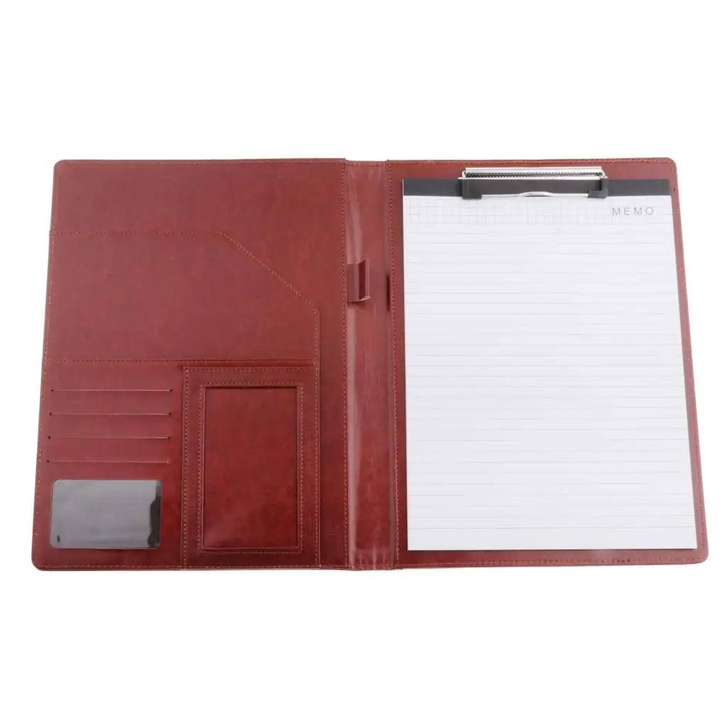 PU Leather A4 Hard Foldover Clip Board Storage Paper Holder File Folder