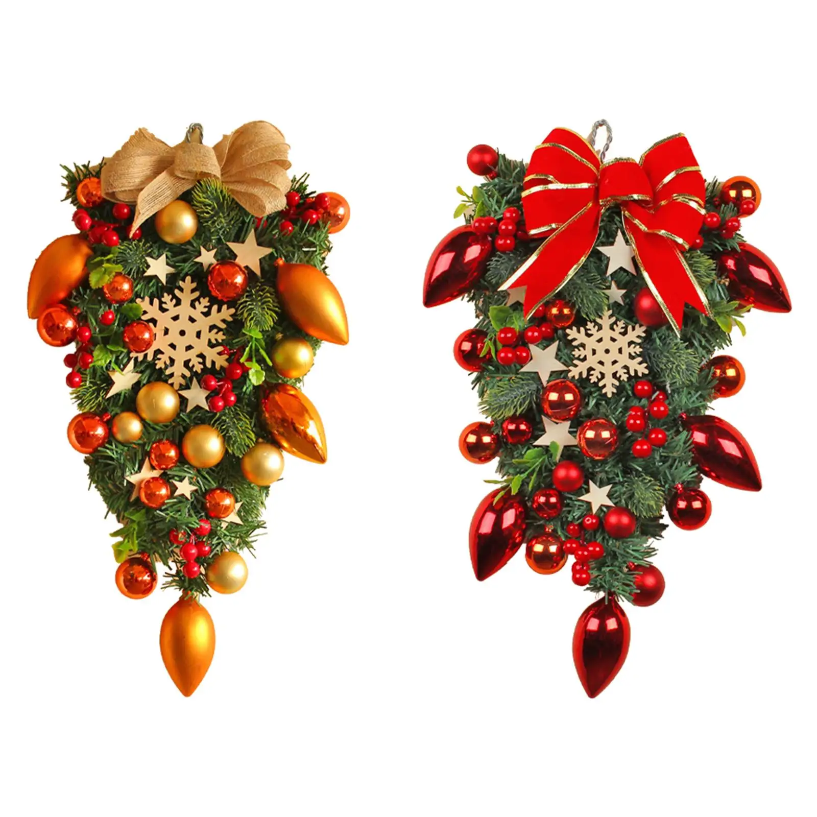 Colorful Christmas Tree Wreath Door Hanging Garland Photo Props Scene Xmas Teardrop Swag for Farmhouse Fireplace Mantle Holiday