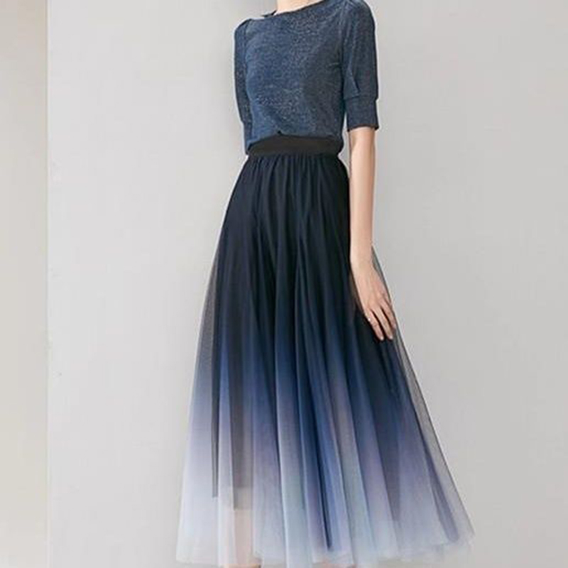 Title 3, Elegant Tulle Skirts Women High Waist Gradient ...