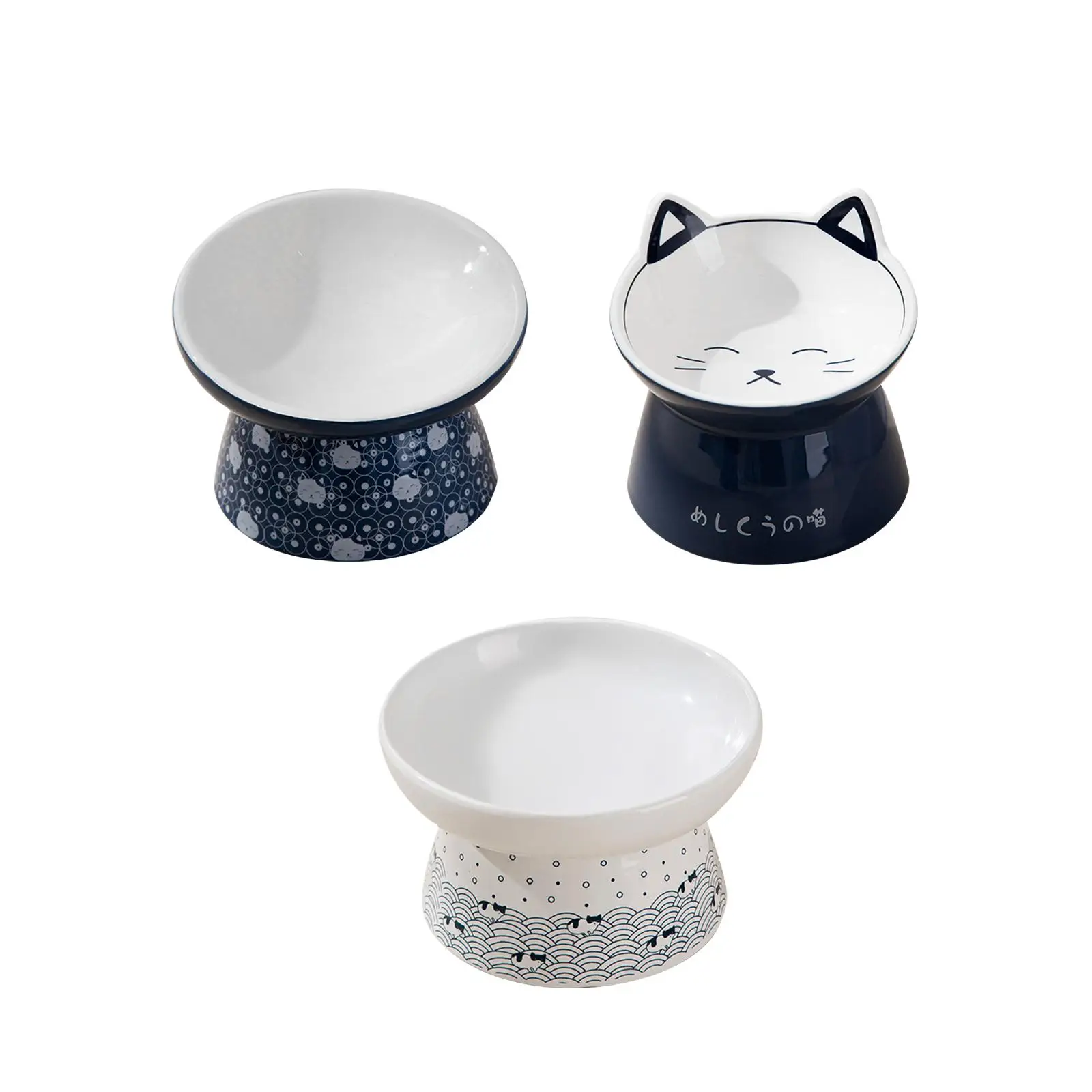 Ceramic Raised Cat Food Bowl dish Accessory Sturdy Cat Feeding Watering Supplies Porcelain Bowl Minimalist Anti Slip