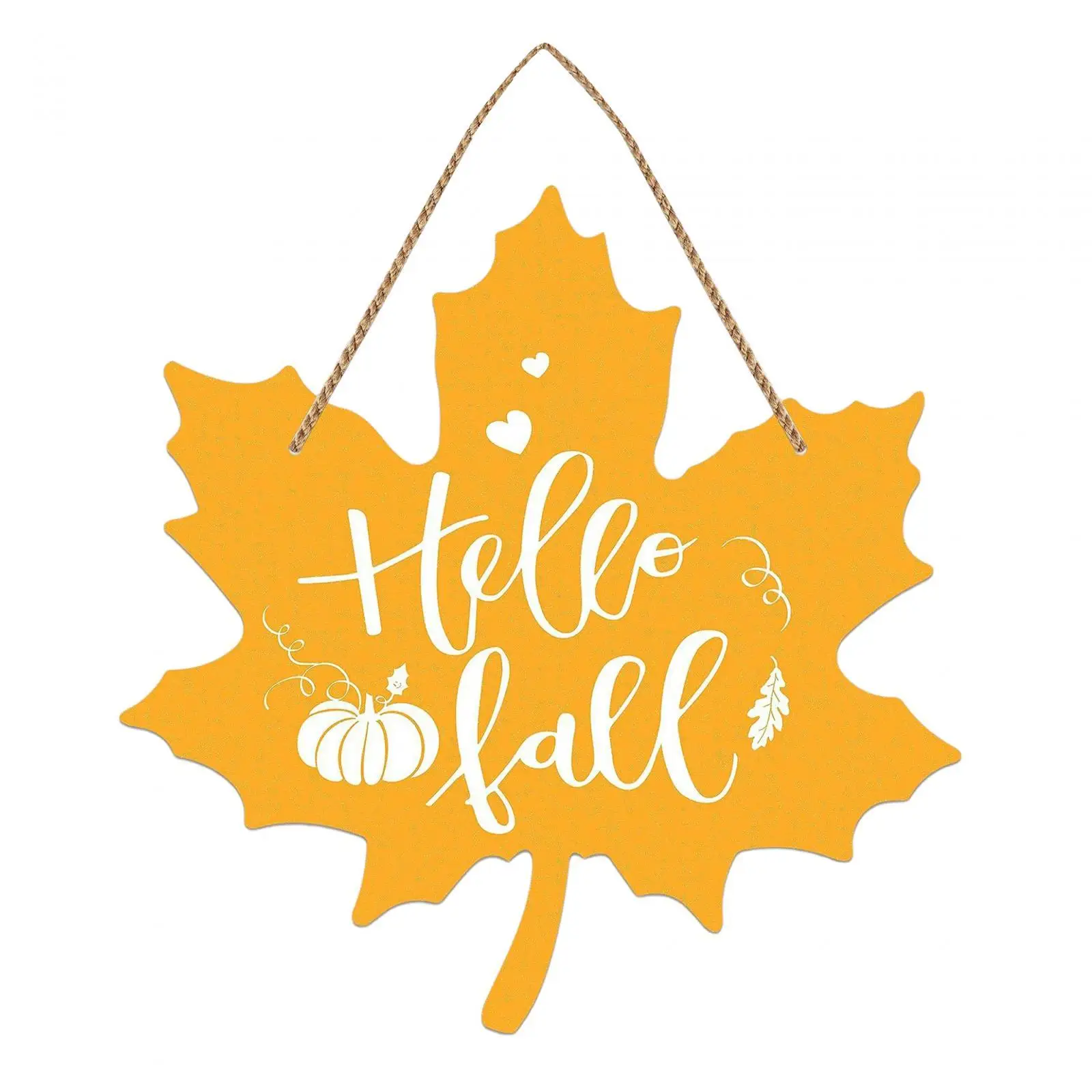 Fall Wreath 12inch Sturdy Wooden Door Sign with Rope for Home Outside Window