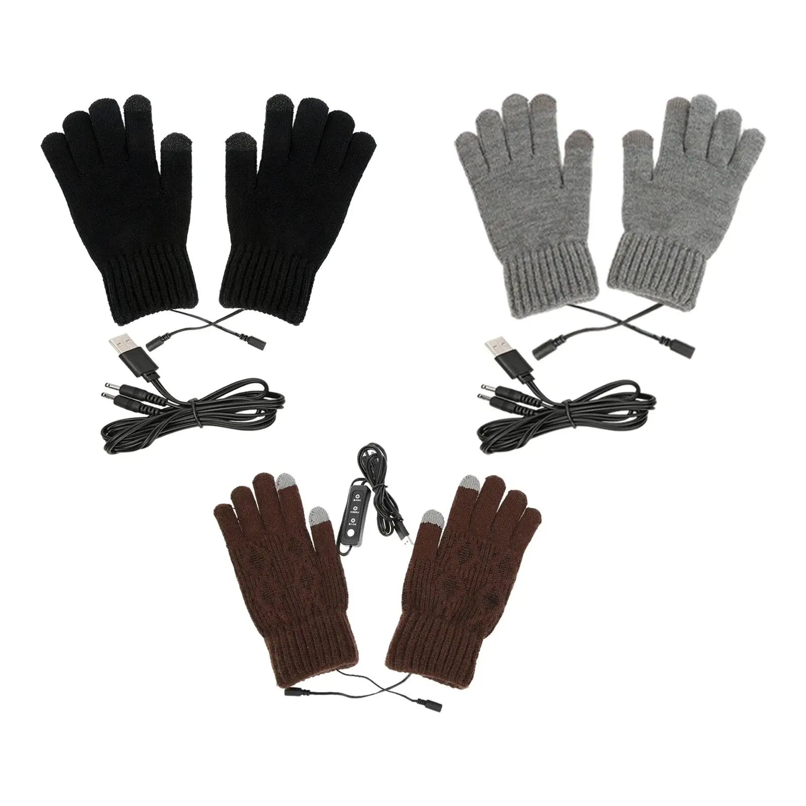 Heated Gloves Touchscreen  Full Finger Gloves Unisex Anti  Knitting Hand Gloves for Working Typing