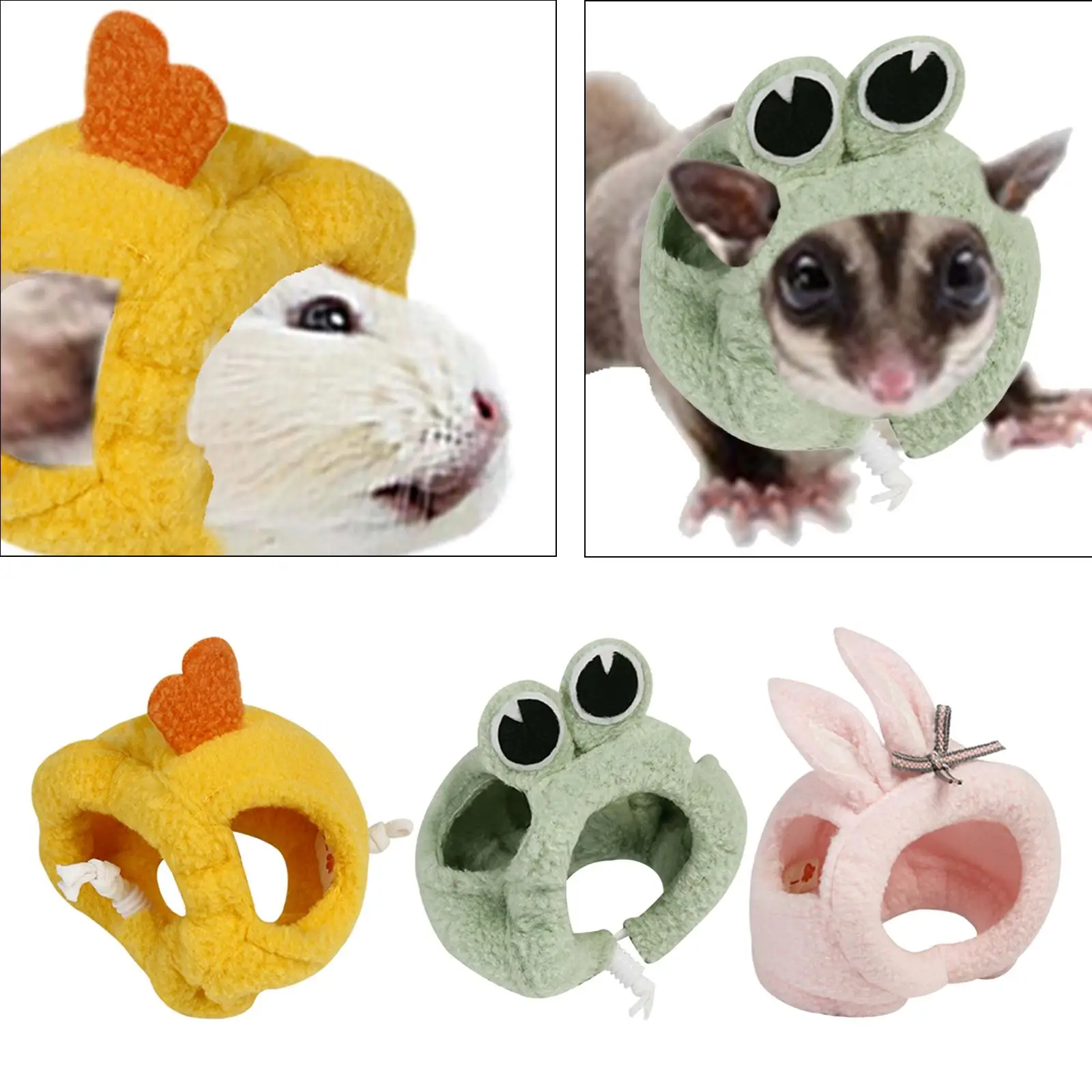 Small Animals Hat Adjustable Pet Hat Soft Plush Headwear Cute Headgear Hamster Hat for Ferret Squirrel Rats Holiday Party