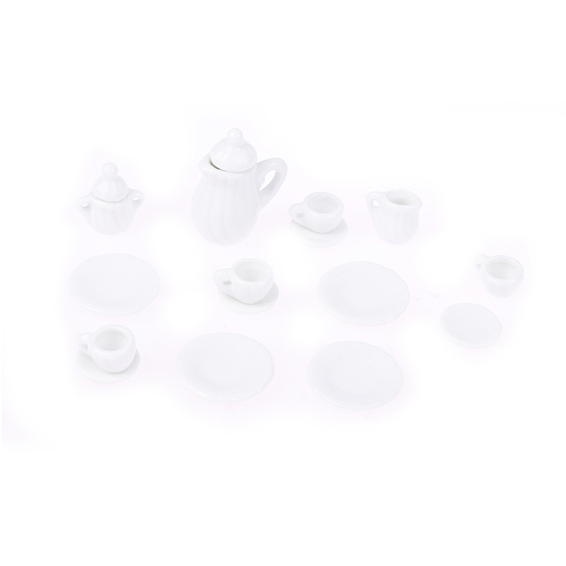 1Set Ceramic Scale 1:12 Doll House Miniature Porcelain Tea Cup Set Tableware Kitchen Dollhouse Teapot DIY Toys
