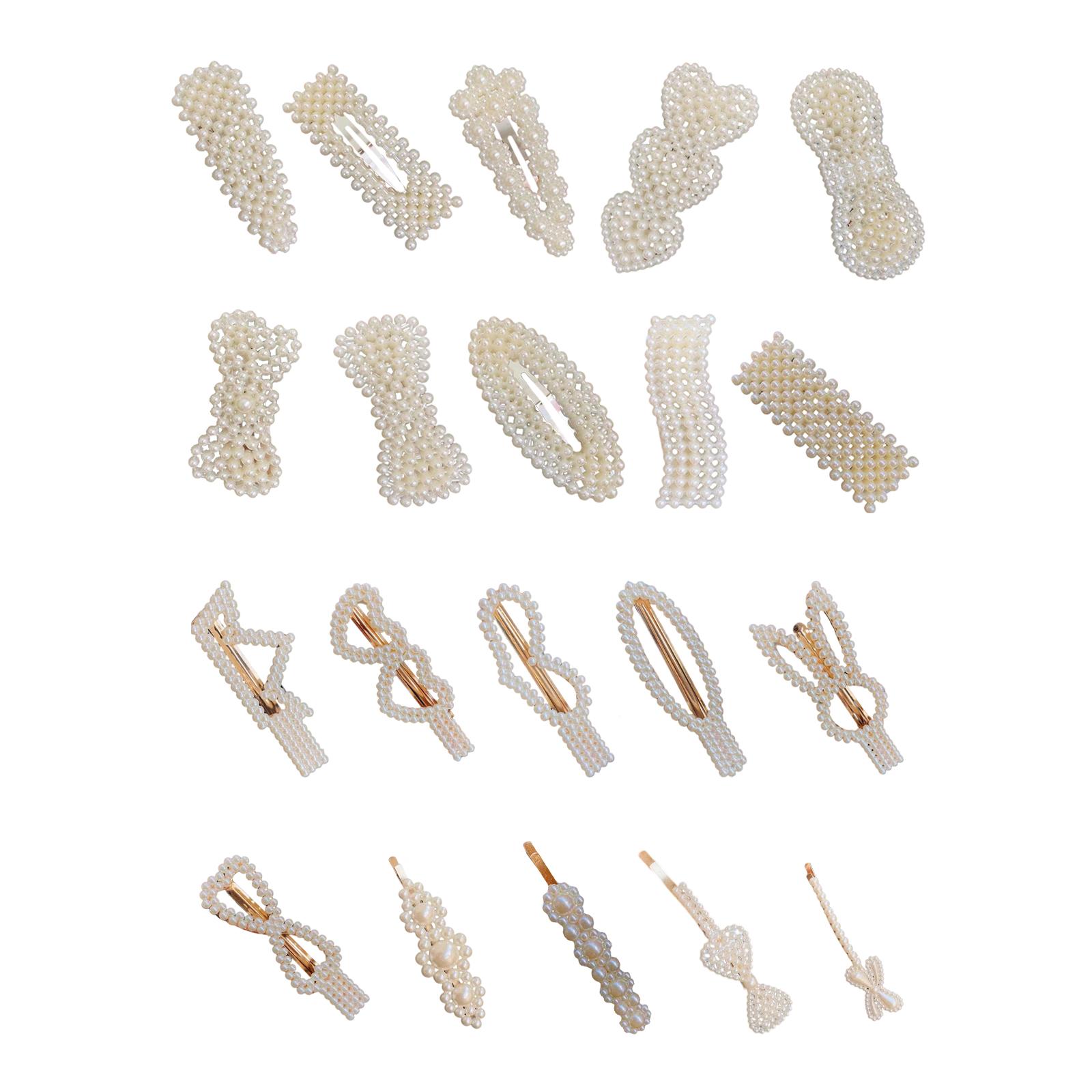 Description Picture 2 of item10Pcs Hair Clips Dainty Hollow Geometric Clasps Bow Hairpin Pearls Hair Barrettes