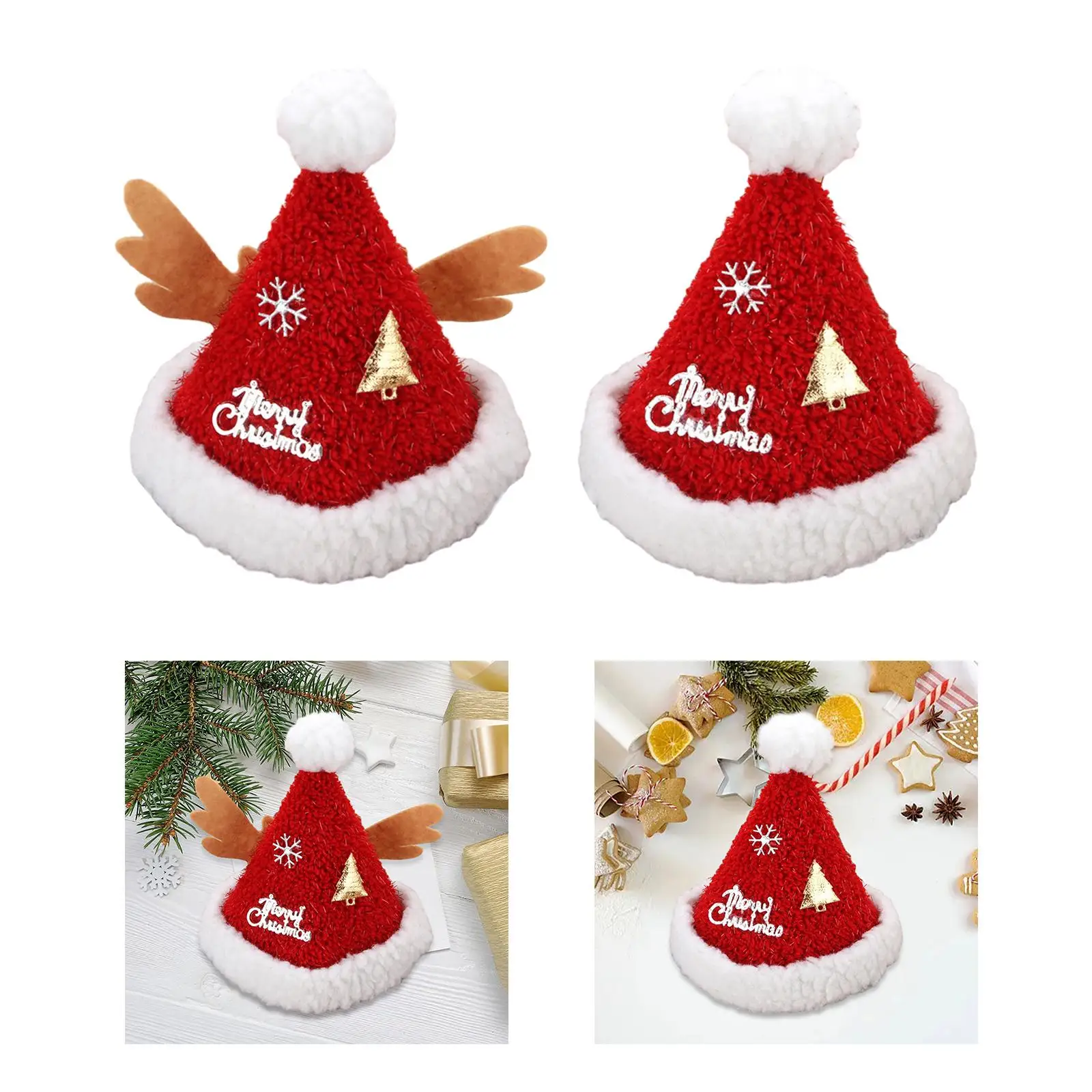 Christmas Hat Hairpin Girls Plush Soft Barrettes Xmas Hat Clips for Holidays Costume Props Festivals Party Supplies Masquerade