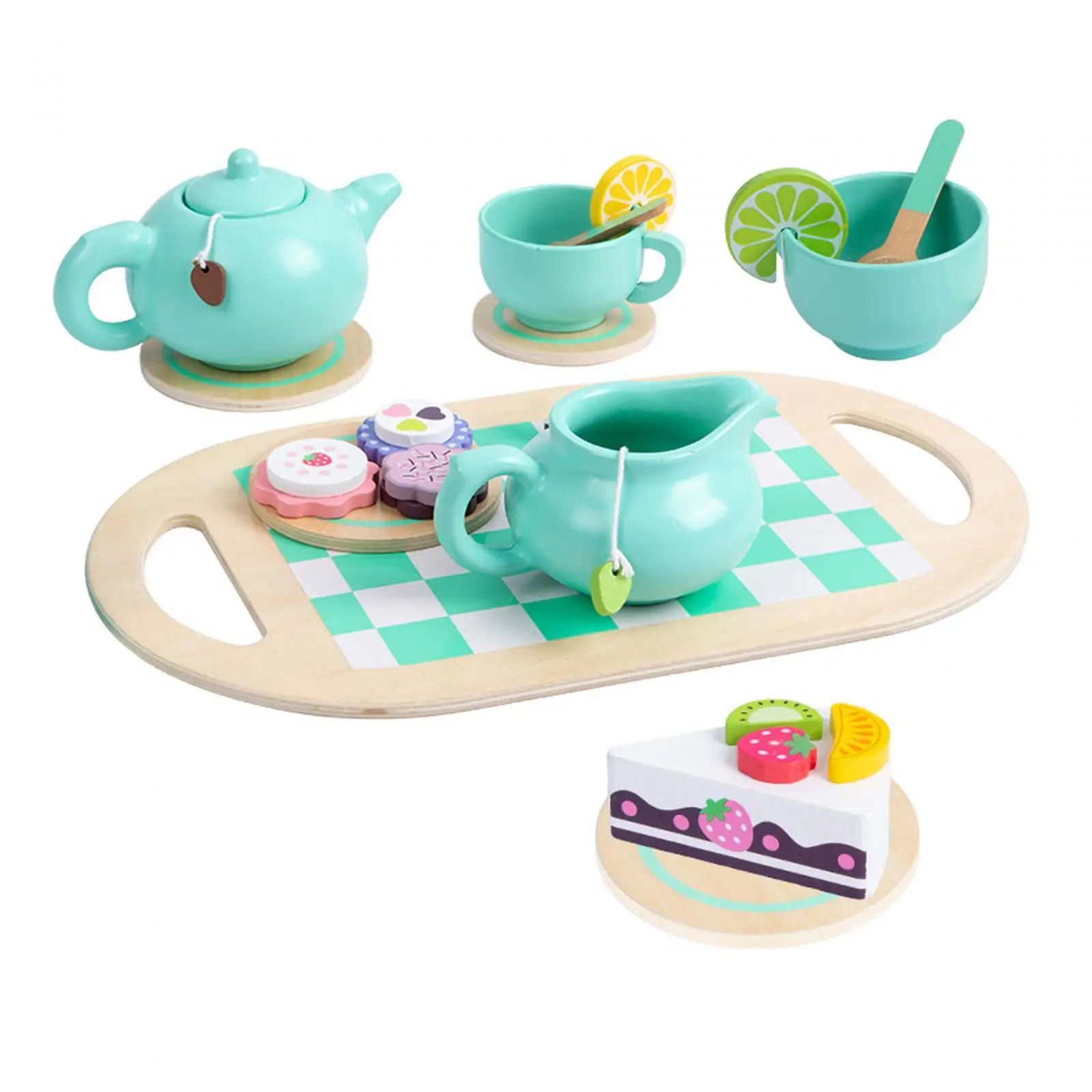 Wooden Tea Party Set Developmental Toy Montessori Toy for Kids Birthday Gift